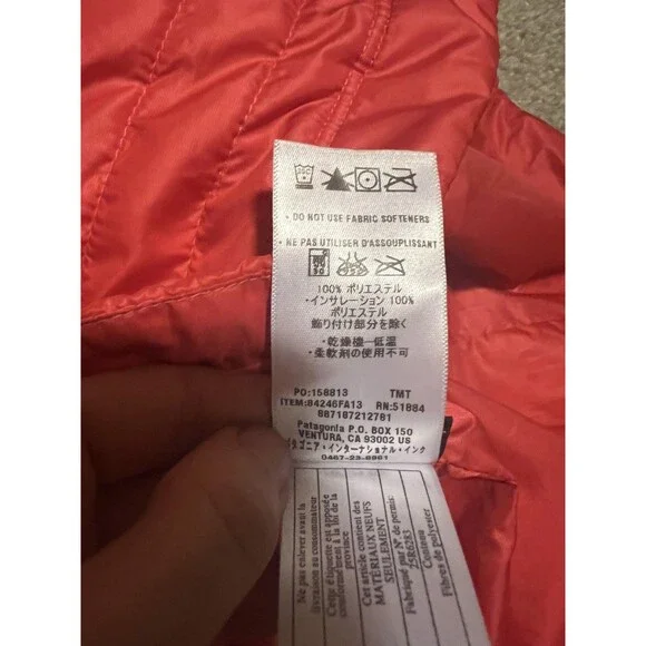 Women's Size Medium Patagonia Nano Puff Insulated Vest Full Zip Red Orange NWOT - Picture 4 of 8